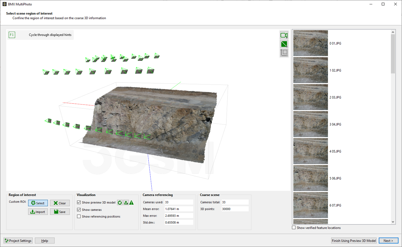 coarse reconstruction region of interest