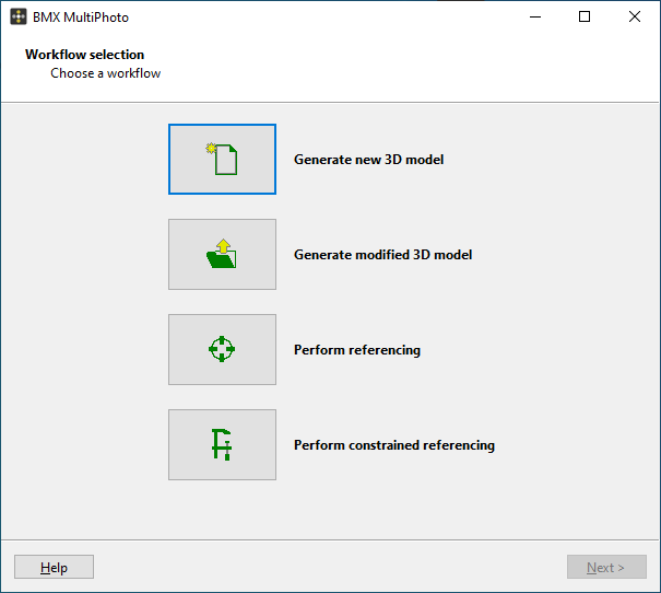 Workflow selection dialog