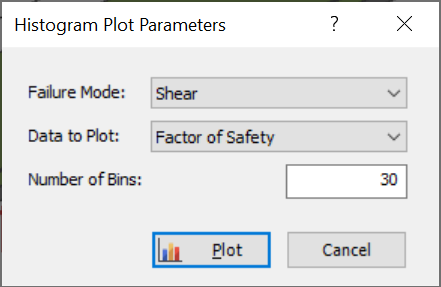 Histogram plot parameters dialog