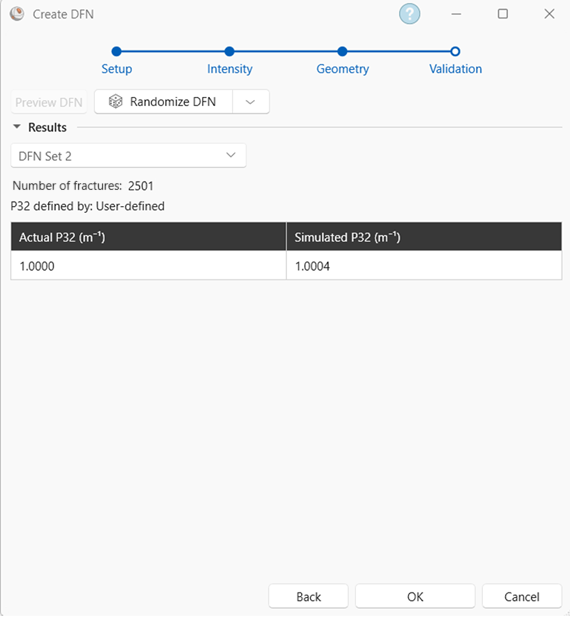 Validation section of DFN Wizard
