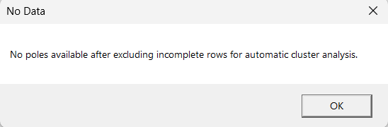 No data warning mesage