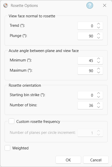 Rosette Options dialog