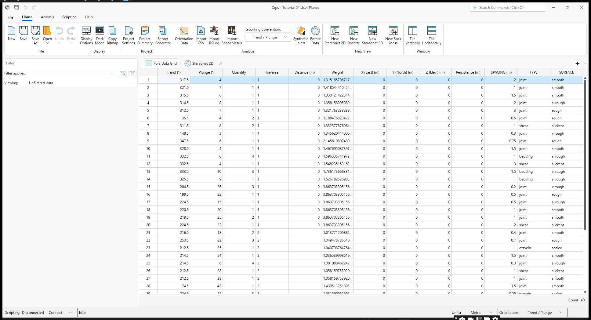 Pole Data Grid view