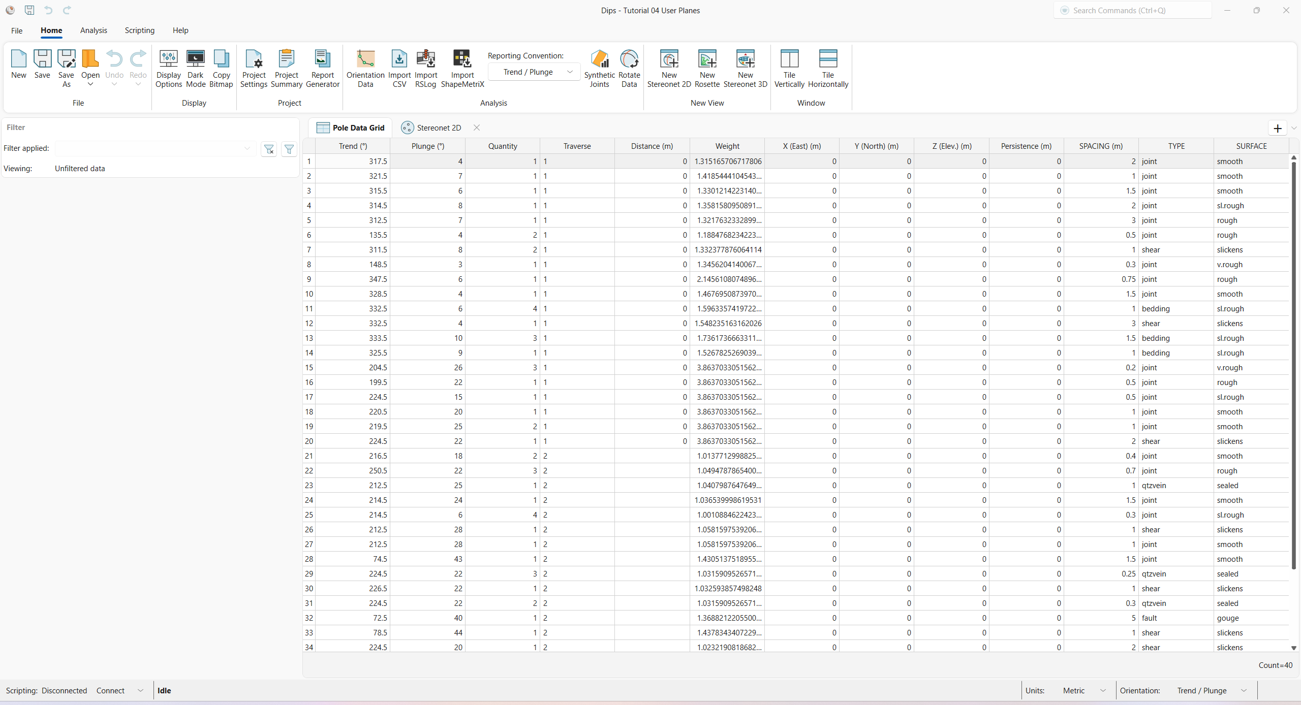 Pole Data Grid view