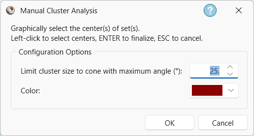 Manual Cluster Analysis dialog