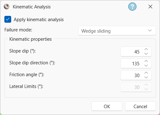 Kinematic Analysis dialog