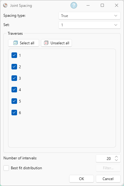 Joint Spacing dialog