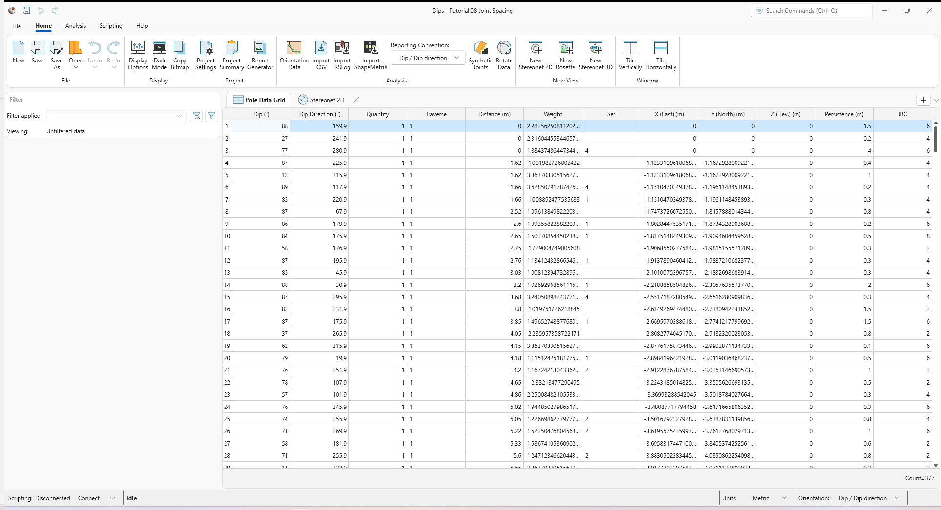 Pole Data Grid view