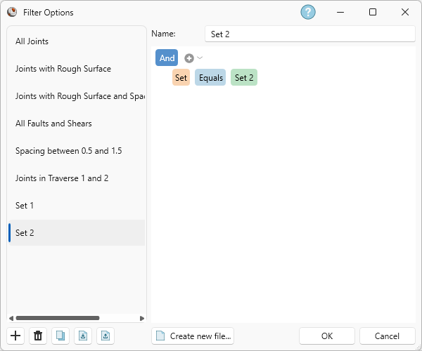 Filter Options dialog