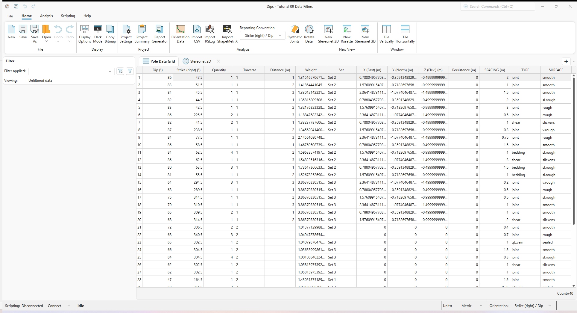 Pole Data Grid view