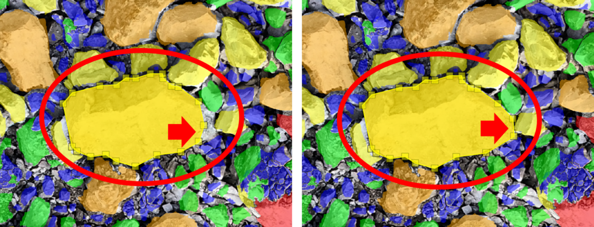 Editing a fragment by dragging the points of the boundary polygon