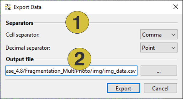 Export dialog