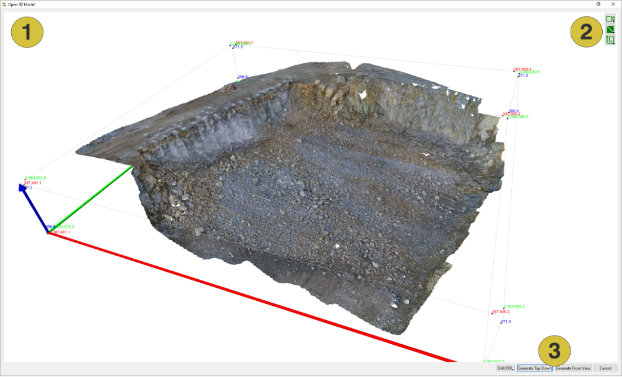 Dialog for defining the surface for fragmentation analysis