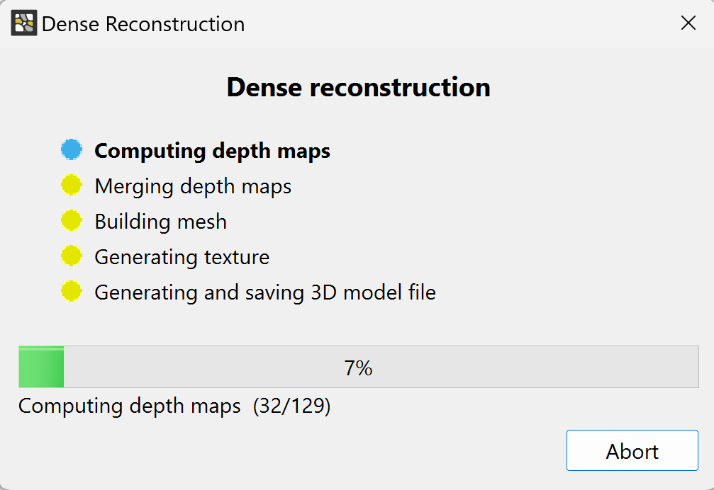 dense reconstruction progress