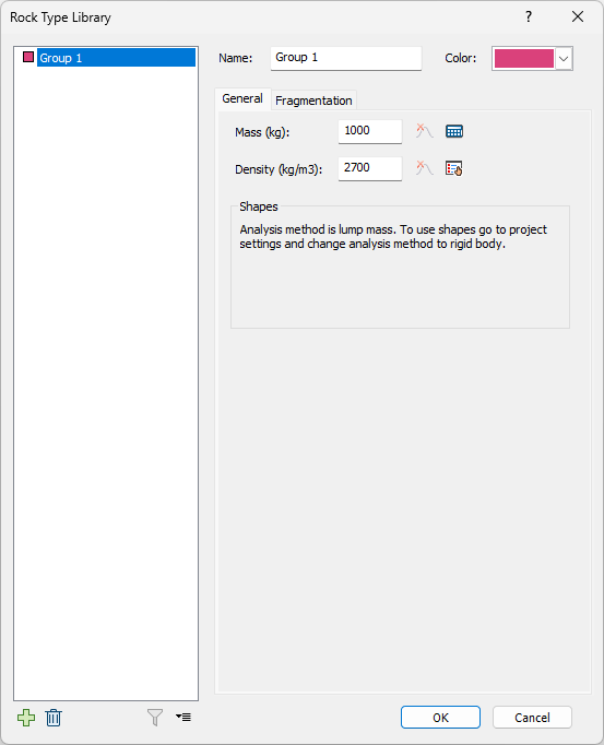 Rock Type Library Dialog