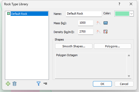 Rock Type Library dialog