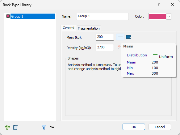 Rock Type Library - General Tab