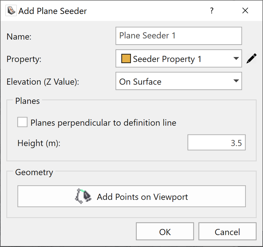 Add Plane Seeder default dialog