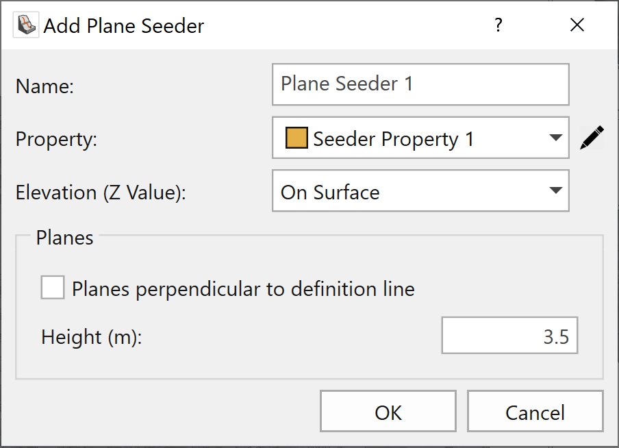 Add Plane Seeder from Polyline default dialog