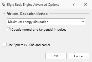 Advanced Rigid Body Options Dialog