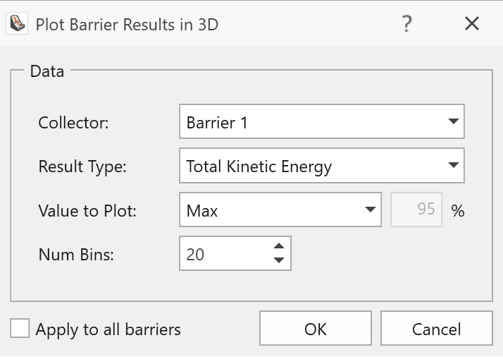 Default Plot Barrier Results in 3D dialog