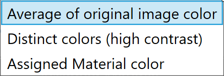 Dropdown menu of the colour palette options
