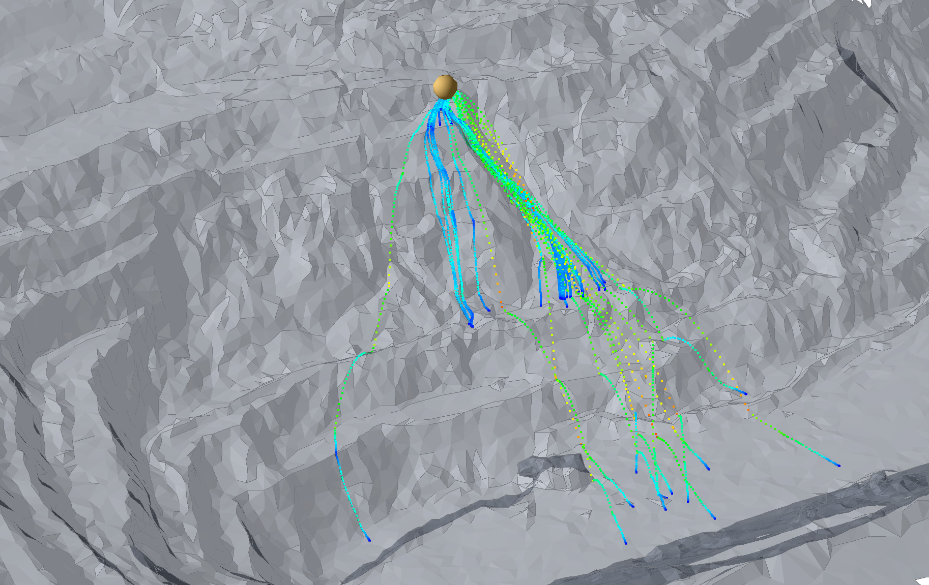 Figure 1: Rock Path Results from a Point Seeder