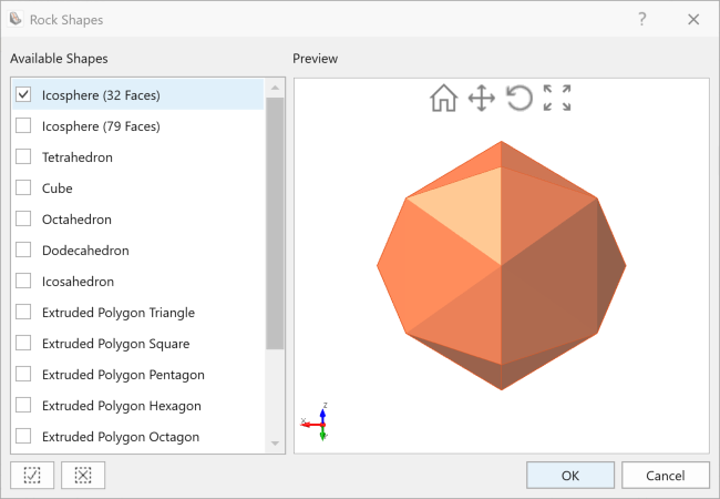 Rock Shapes Dialog