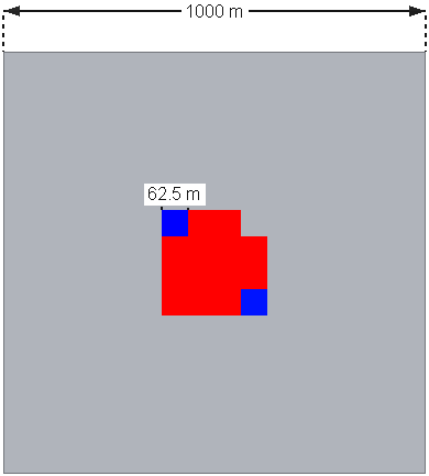 XY view of a 1x1 km slope surface