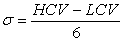 Equation for estimating standard deviation - 3 sigma rule