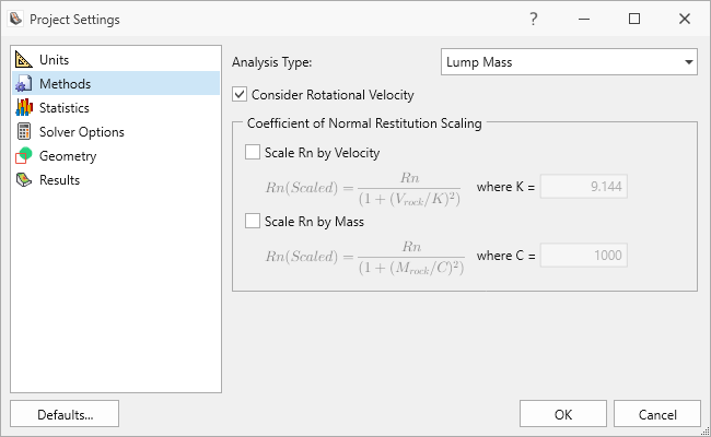 Project settings dialog