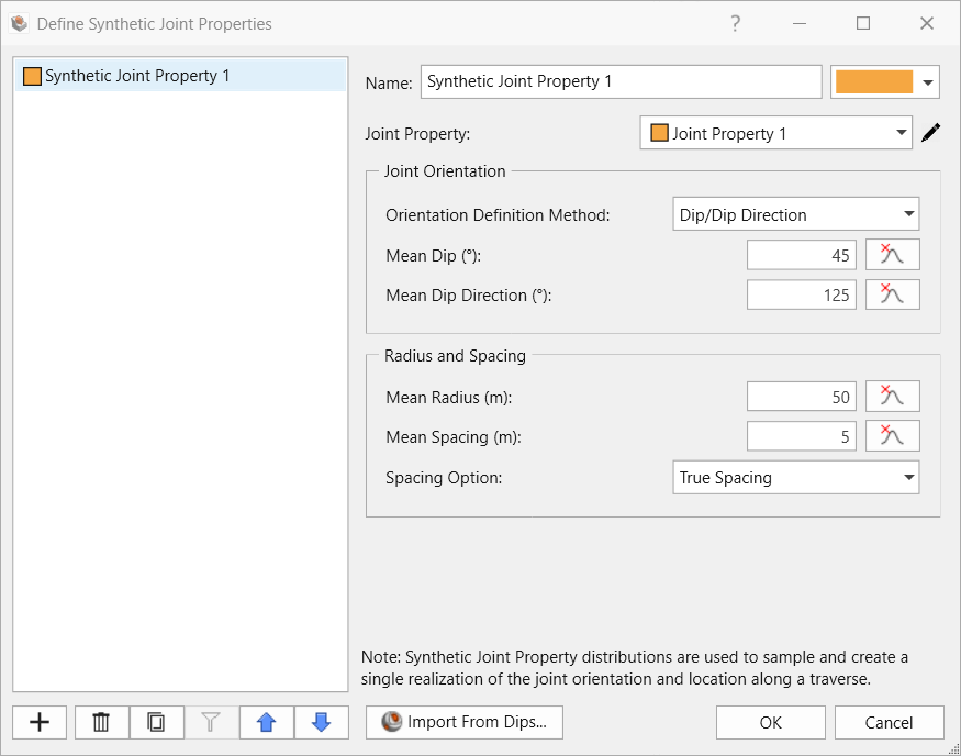 Define Synthetic Joints Dialog