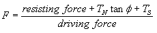 Eqn2: Factor of Safety Equation including Passive Support Force