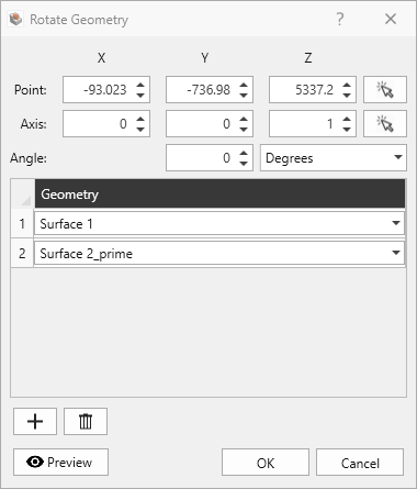 Rotate Geometry Dialog