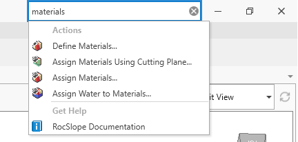 Search bar with "materials" typed in field