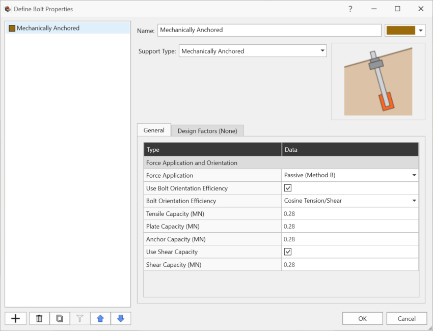 Define Bolt Properties dialog