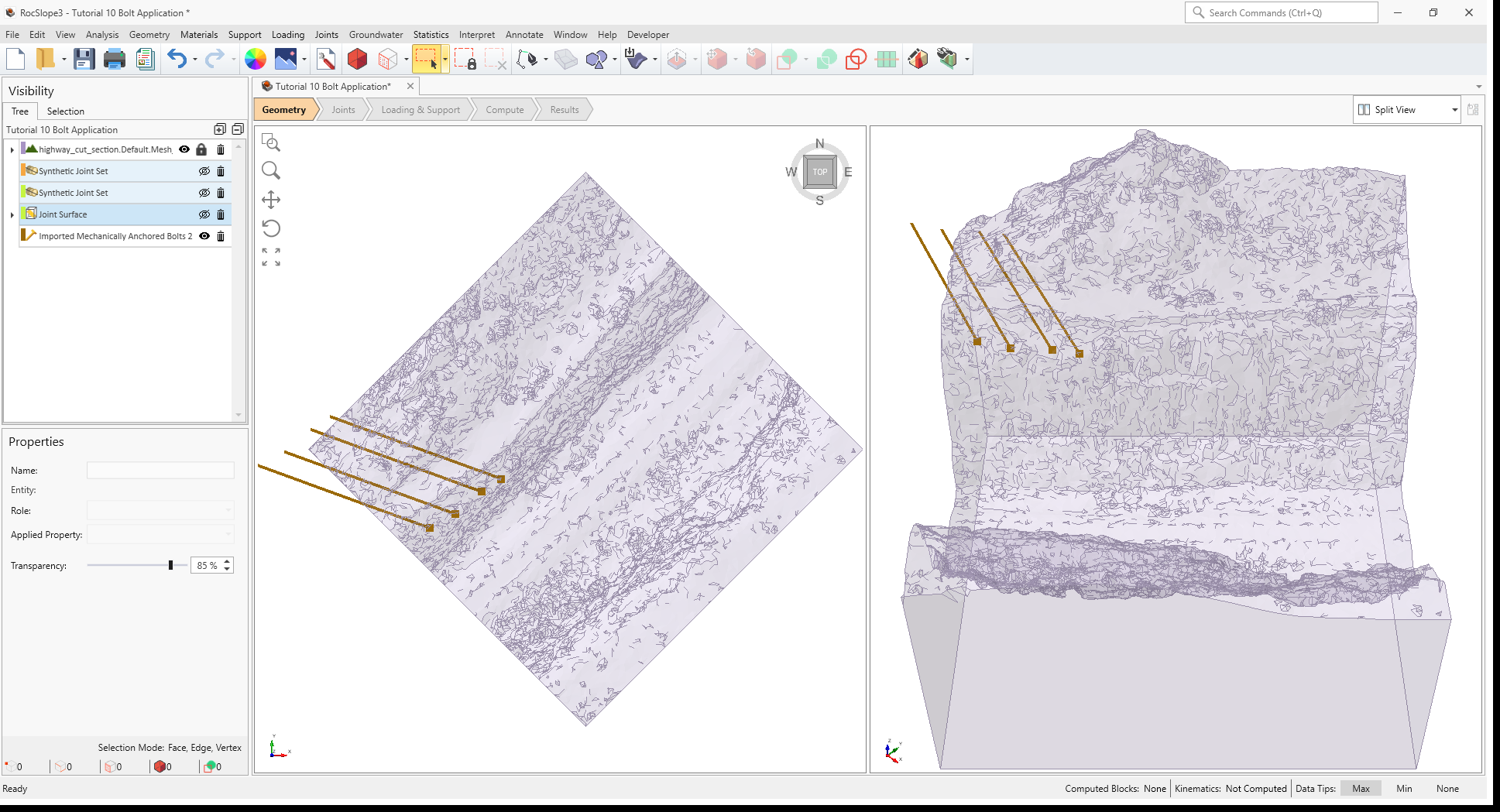 3D View showing 4 imported bolts