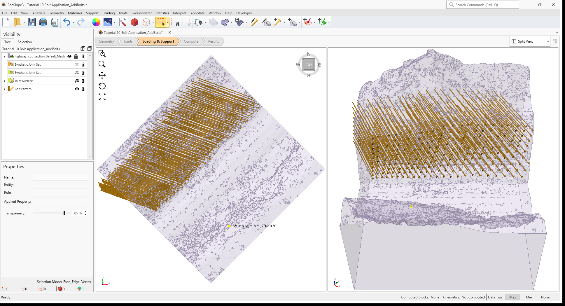 3D View showing the bolt pattern and slope