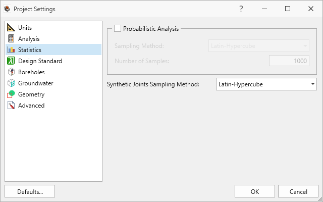project settings dialog statistics tab