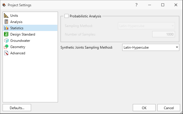 project settings dialog statistics tab