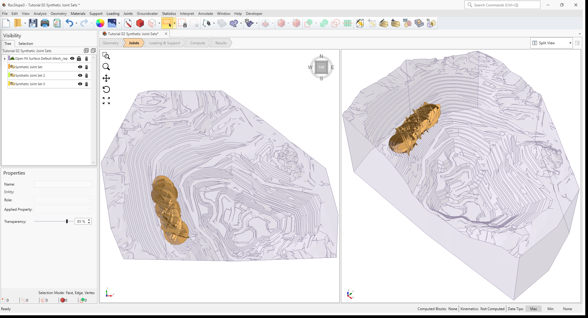 3 synthetic joint sets 3d view