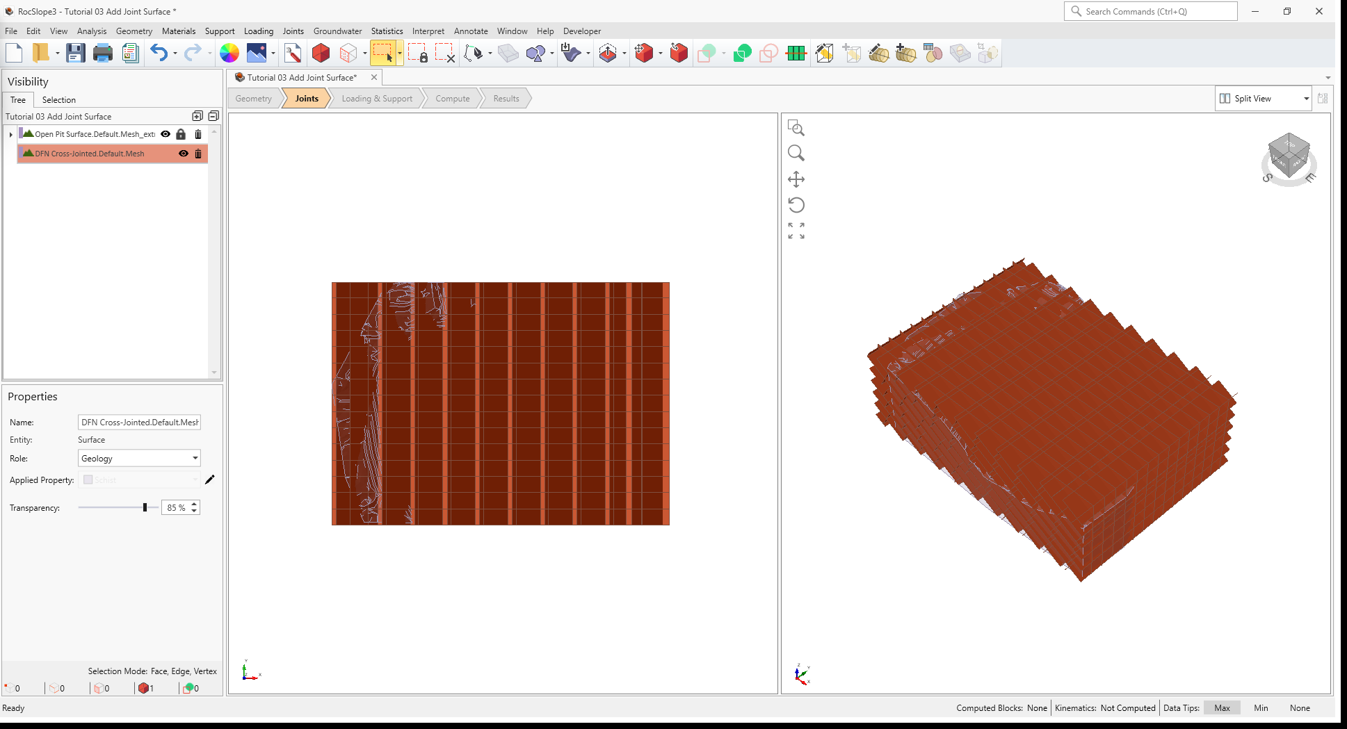 3d view of imported surface