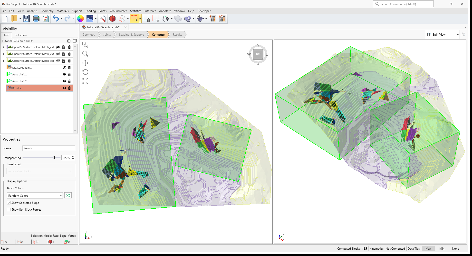 CAD 3D view showing all valid blocks computed within the two auto search limits