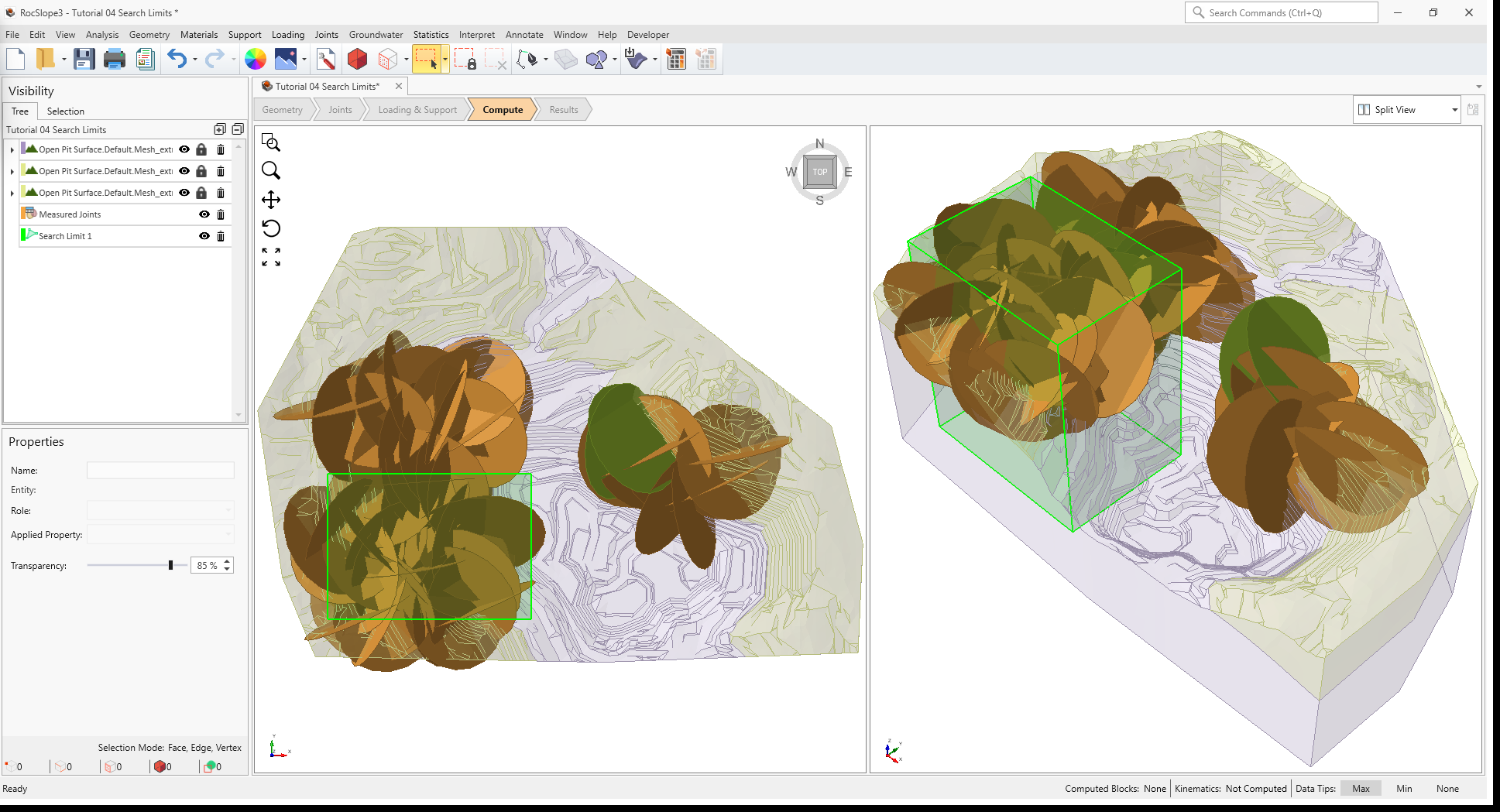 3d view of user-define search limit