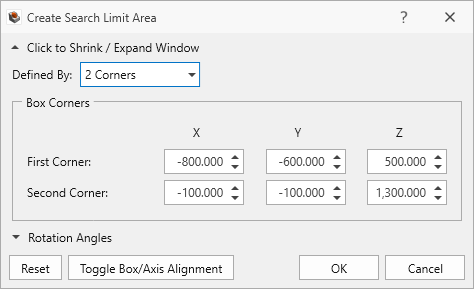create search limit dialog