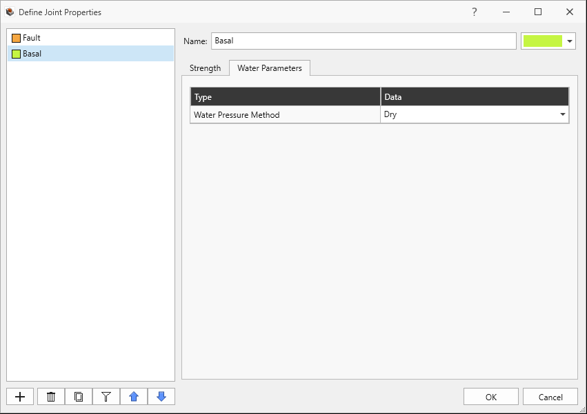 define joint properties dialog