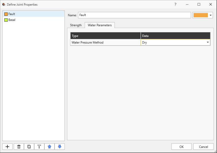 define joint properties dialog