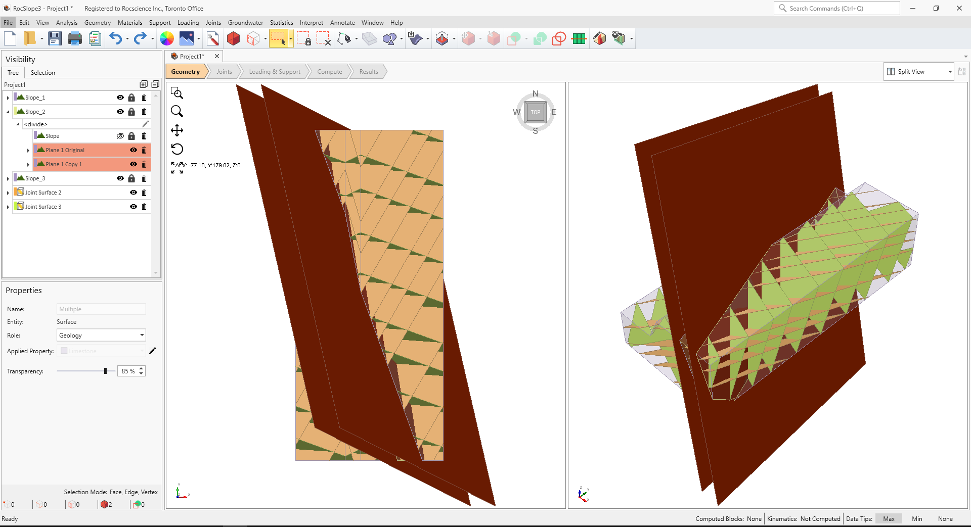 Dike volume node expanded in the visibility tree