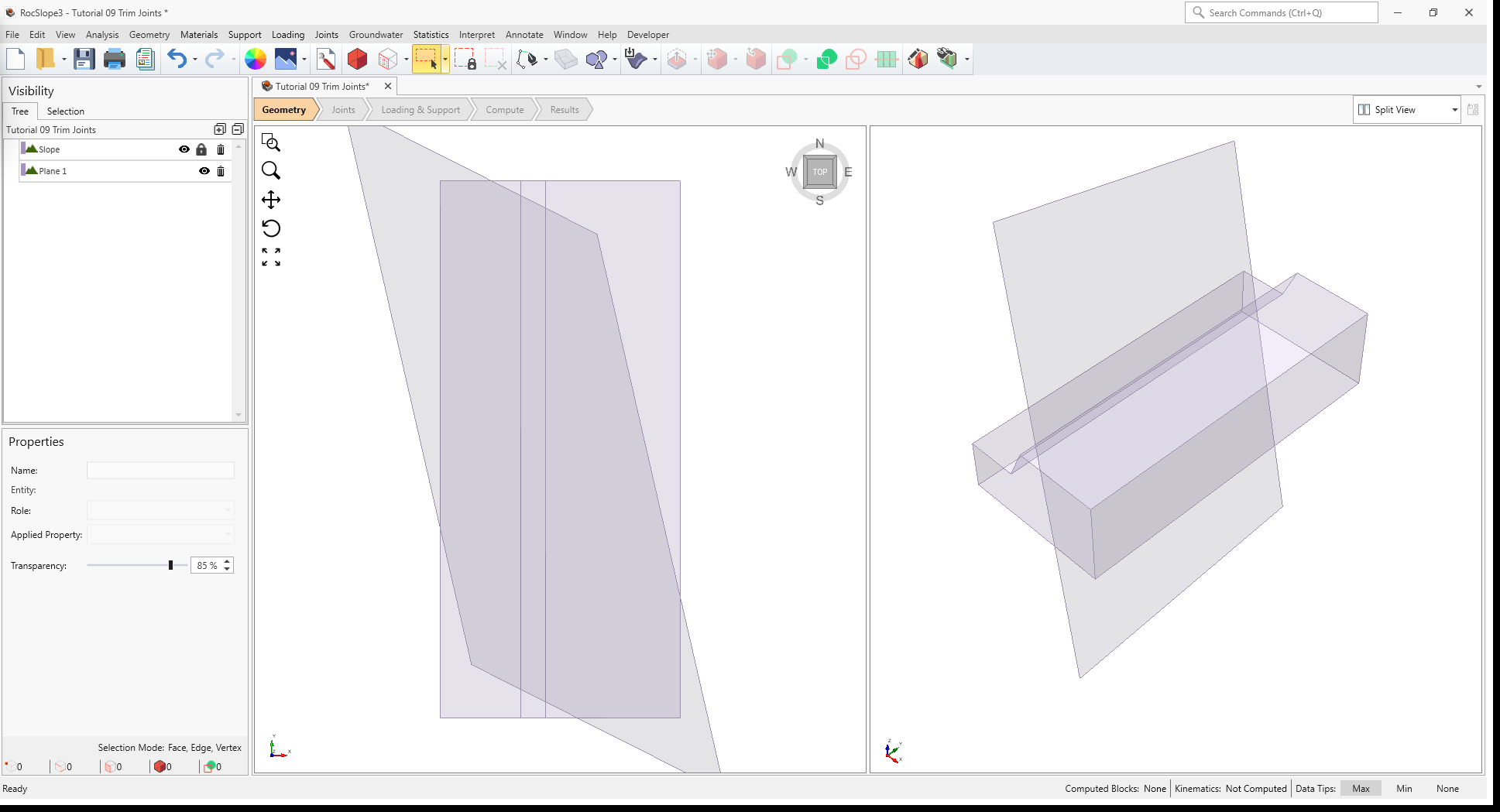 3D View of Slope and Plane 1