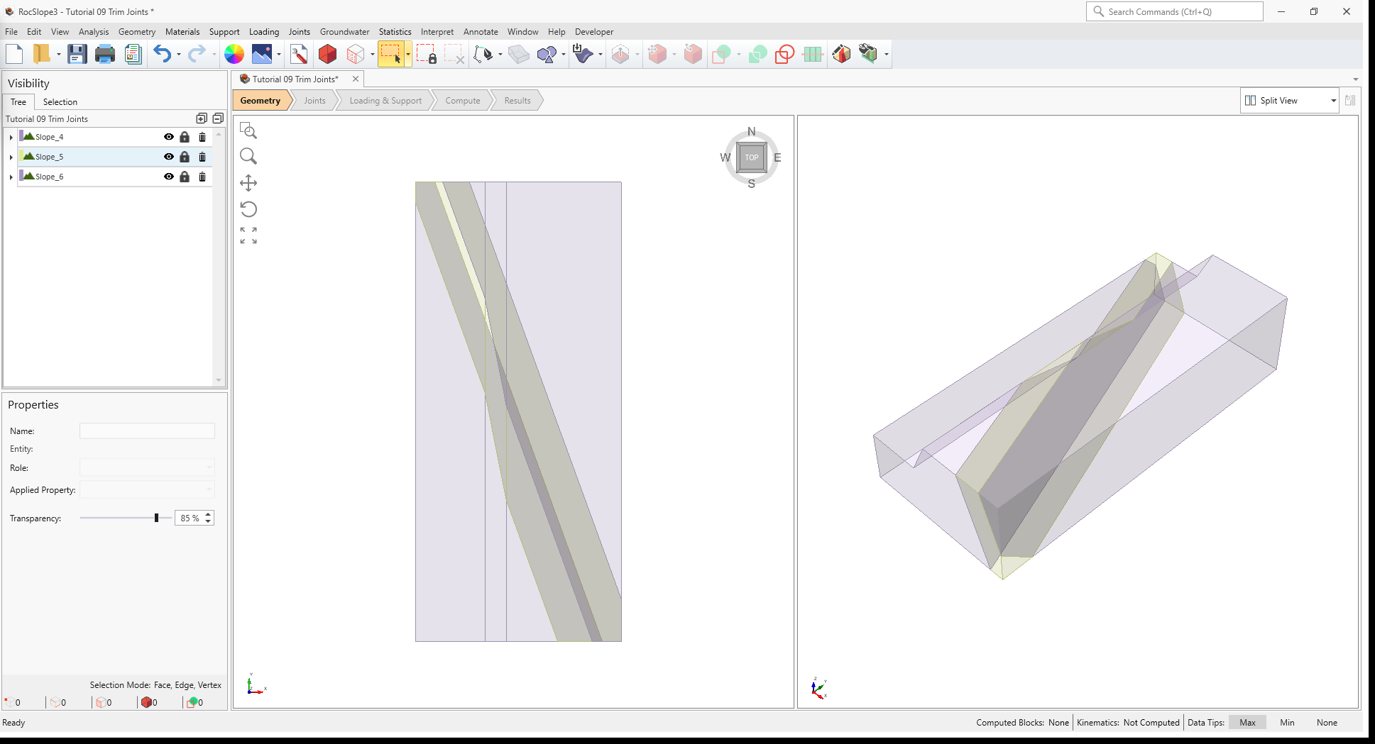 Slope geometry with dike.